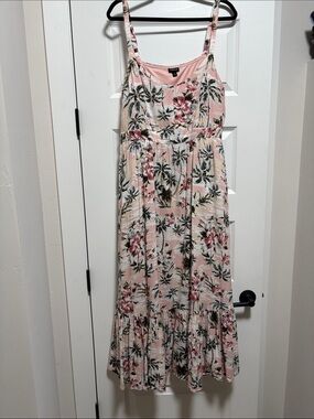 Torrid 2 Pink Hawaiian Tropical Floral Sun Dress Plus size 2X